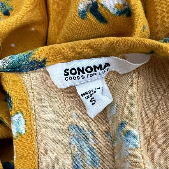 Sonoma Yellow Floral Pleated Bodice Sleeveless Summer Dress Size Small - Picture 8 of 8